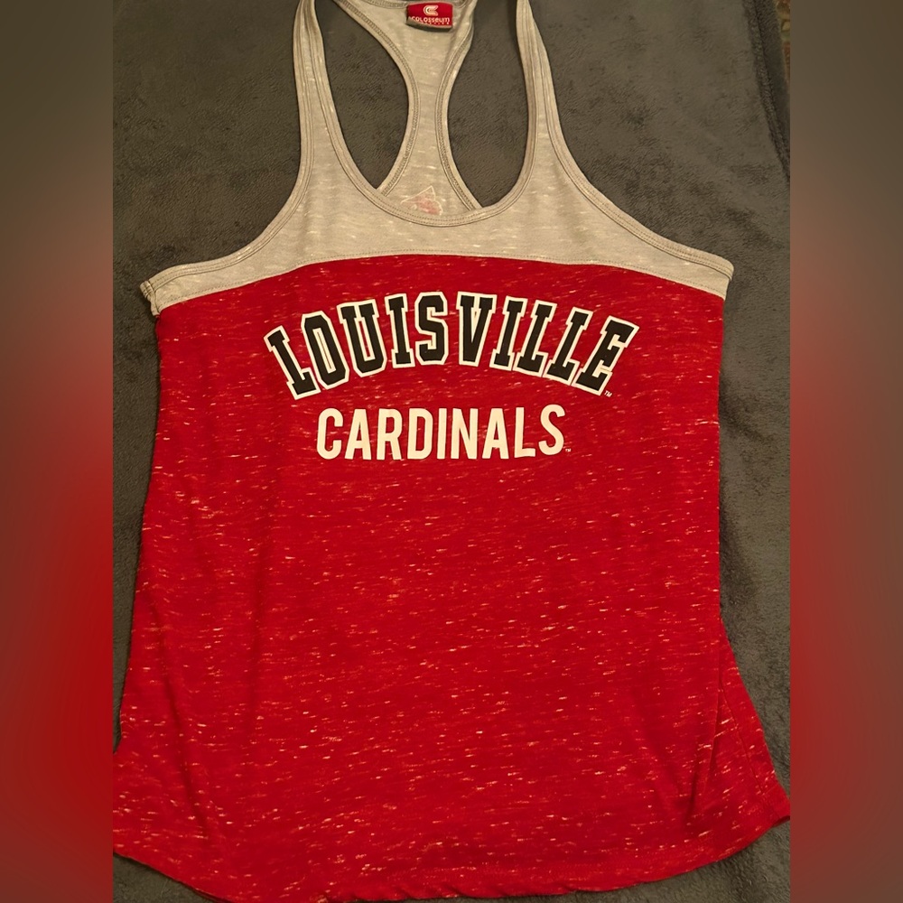Women's Red and Gray Louisville Cardinals Tank Top